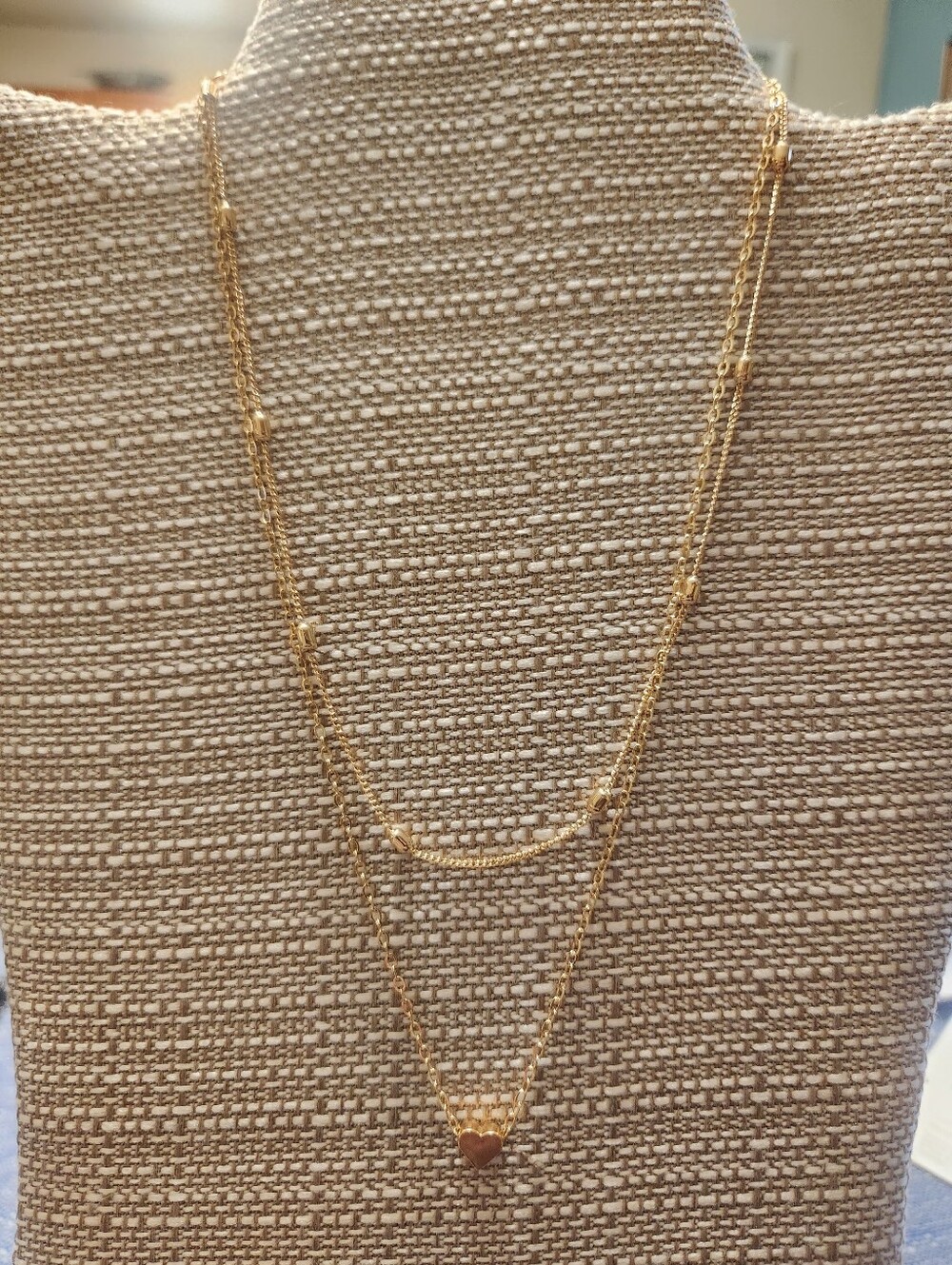 Fashion Gold Tone  Layered Heart Pendant Necklace